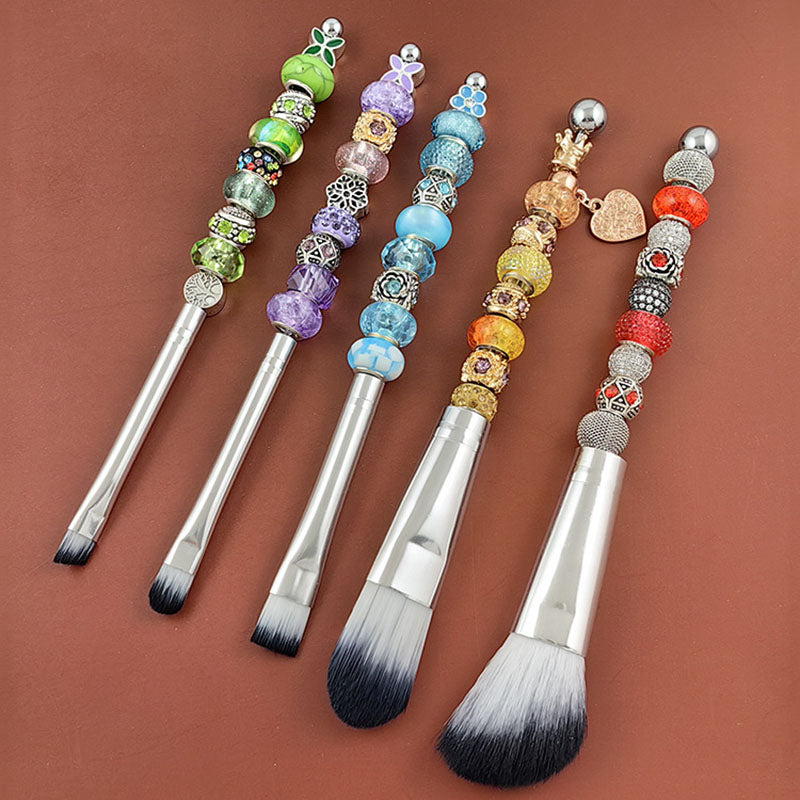 DIY マイクブラシ 5本セット化粧ブラシ 金属ハンドル ビーズDIY用