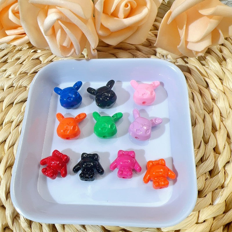 【B82】烤漆卡通公仔头 皮卡球 美乐帝 熊珠/多色 /ビーズ/両穴貫通/ポールペン用/手作り/手芸用品/DIYパーツ