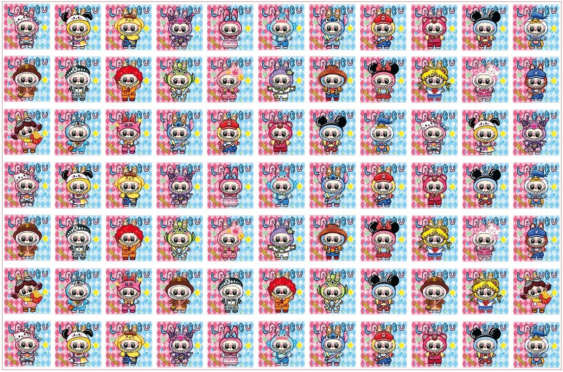 【A192】New手描きラブブ/スクエア /4cm 8cm/アクリル素材パーツ/DIY/デコパーツ/新款 手绘拉布布方片