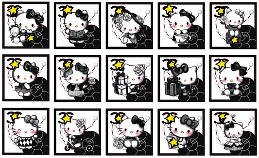 1【A117】C&CコラボHello猫/ピカピカタイプ/4cm 8cm/四角/アクリル素材パーツ/DIY/デコパーツ镭射小香风凯!蒂!猫!方片