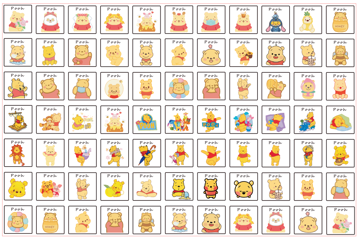 【A123】ビニベアのププッ/ 4cm 8cm /スクエア四角/アクリル素材パーツ/DIY/デコパーツ 维尼熊噗噗方片