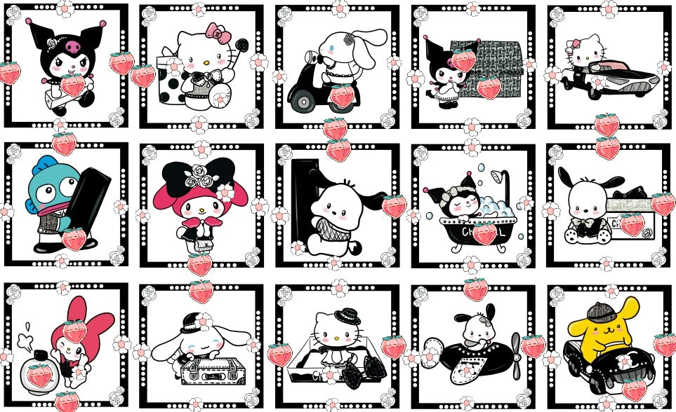 【A164】クルミ+CC Logo/ピカピカ/4cm 8cm/四角スクエア/アクリル素材パーツ/DIY/デコパーツ/镭射小香风库洛米方片