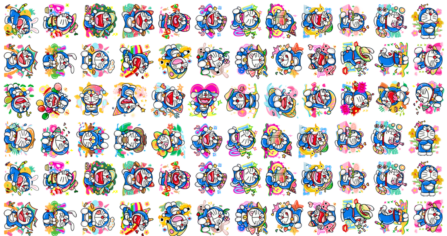 【A55】手書きドラ~モン/2cm/不规则/アクリル素材パーツ/DIY/デコパーツ