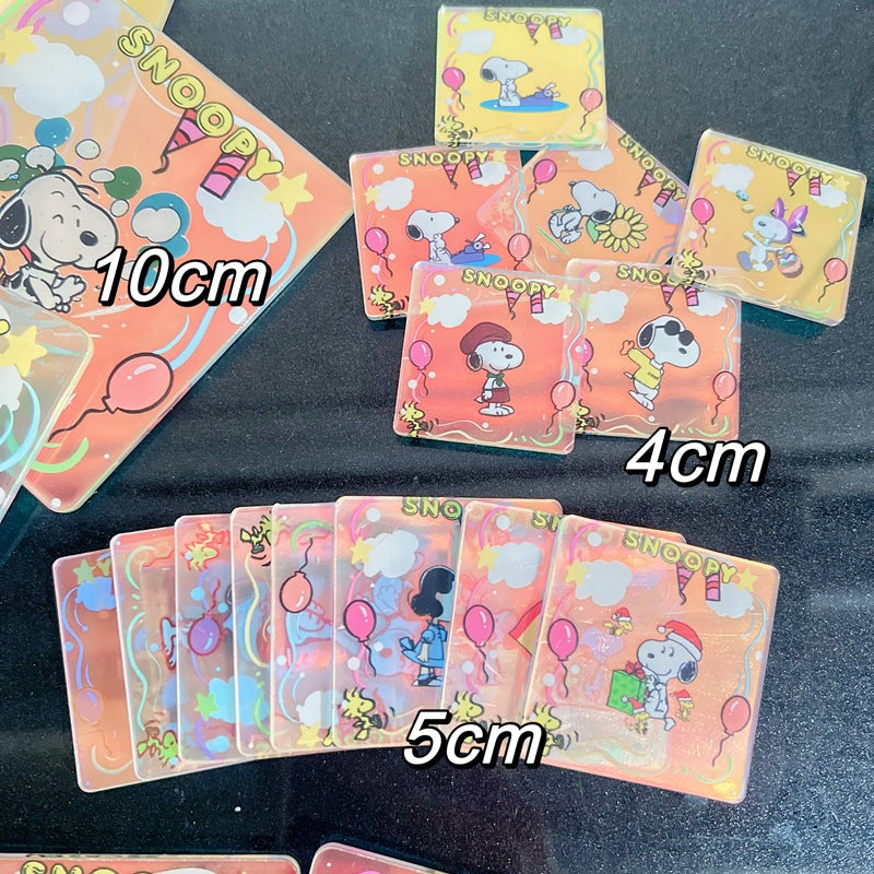【A137】スヌー&ピー/ピカピカ四角/4cm 5cm 8cm 10cm 16cm/アクリル素材パーツ/DIY/デコパーツ 史努&比镭射方片