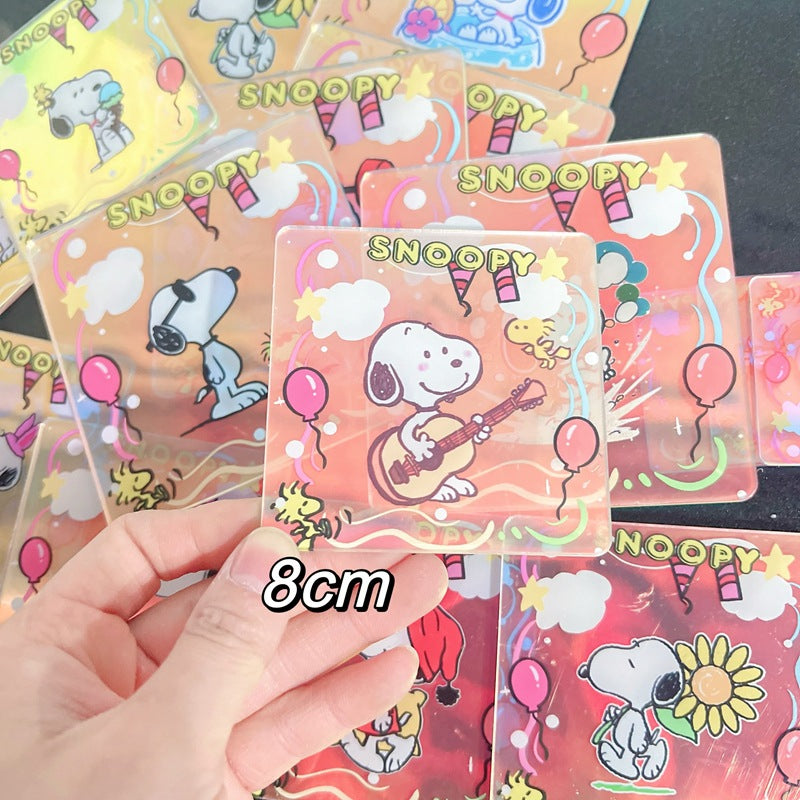 【A137】スヌー&ピー/ピカピカ四角/4cm 5cm 8cm 10cm 16cm/アクリル素材パーツ/DIY/デコパーツ 史努&比镭射方片