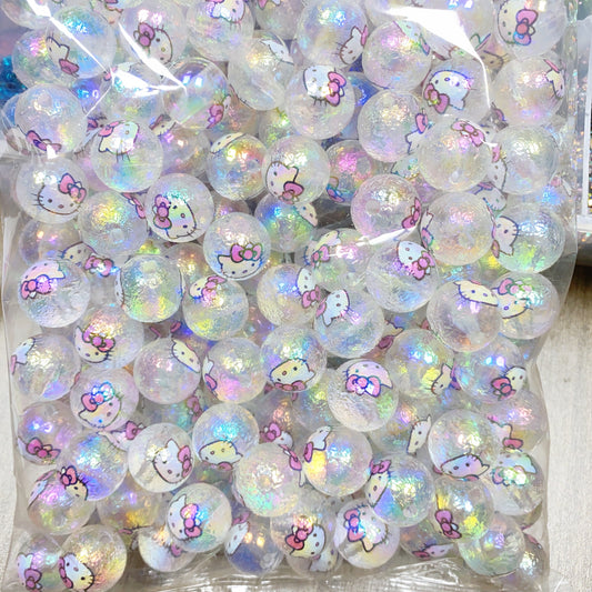 【B110】Hello猫/デコデコタイプ/丸玉/16mm /DIYボールペン用/手作り/ハンドメイド素材/Hello猫