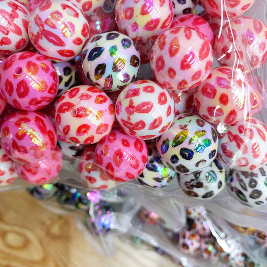 【B112】セクシー口紅印/丸玉/20mm /DIYボールペン用/手作り/ハンドメイド素材/性感口红印20mm圆珠