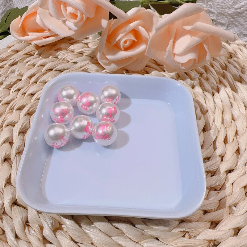 【B75】粉红芭比珠 16mm/diy手机手链挂件配饰/両穴貫通/ポールペン用/手作り/手芸用品