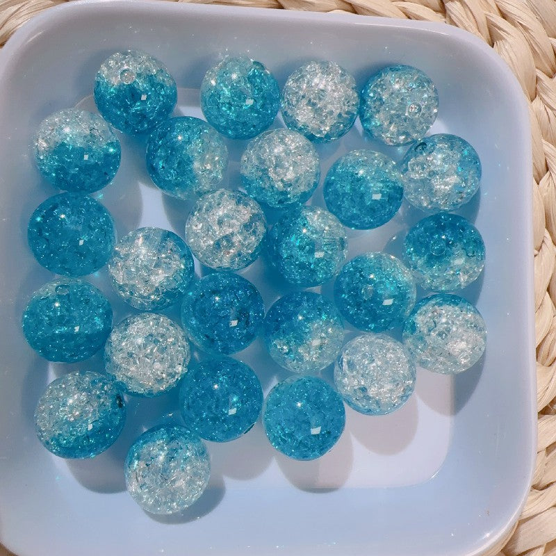 【B80】グラデーション爆裂ビーズ/丸玉16mm/クラックビーズ/両穴貫通/ポールペン用/手作り/手芸用品/DIYパーツ/渐变爆裂珠