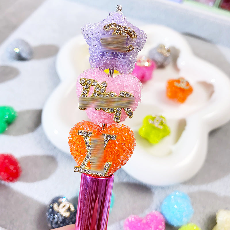 【BD01】ダイヤC/L/D付き砂糖ハート/多色/ダイヤビーズ/キラキラストーン/ビーズ/DIYボールペン用/手作り/ハンドメイド素材