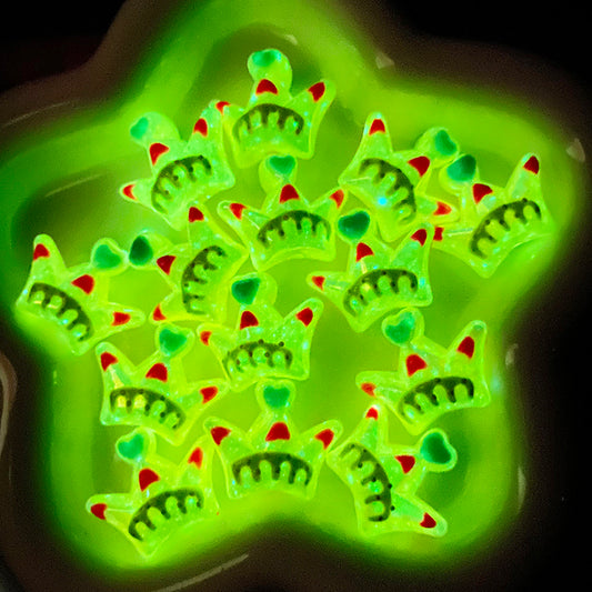 【BY26】夜光手描き王冠/ビーズ/UVキラメッキ/両穴貫通/ポールペン用/手作り/手芸用品