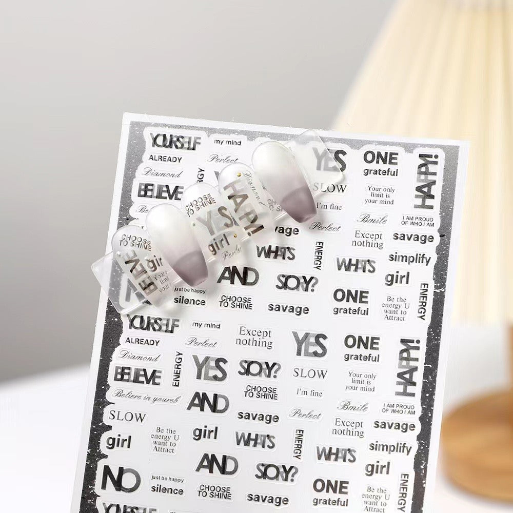 Yes or No/浮き彫りネイルシール/英語文字/アクリル用/DIY用