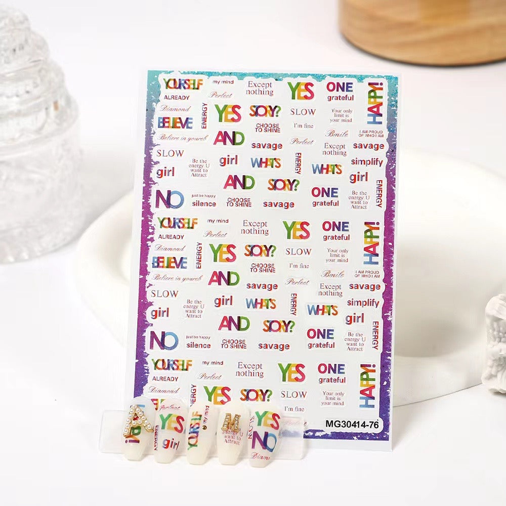 Yes or No/浮き彫りネイルシール/英語文字/アクリル用/DIY用