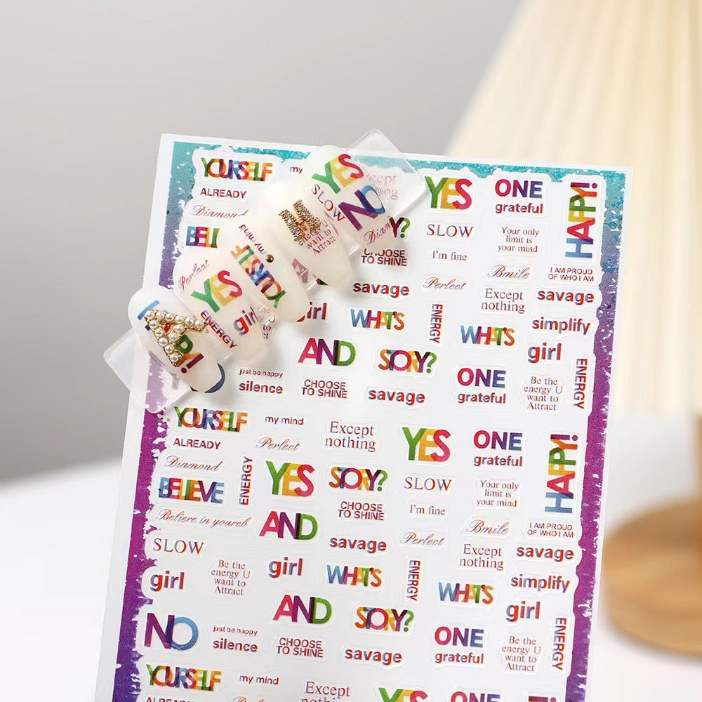 Yes or No/浮き彫りネイルシール/英語文字/アクリル用/DIY用