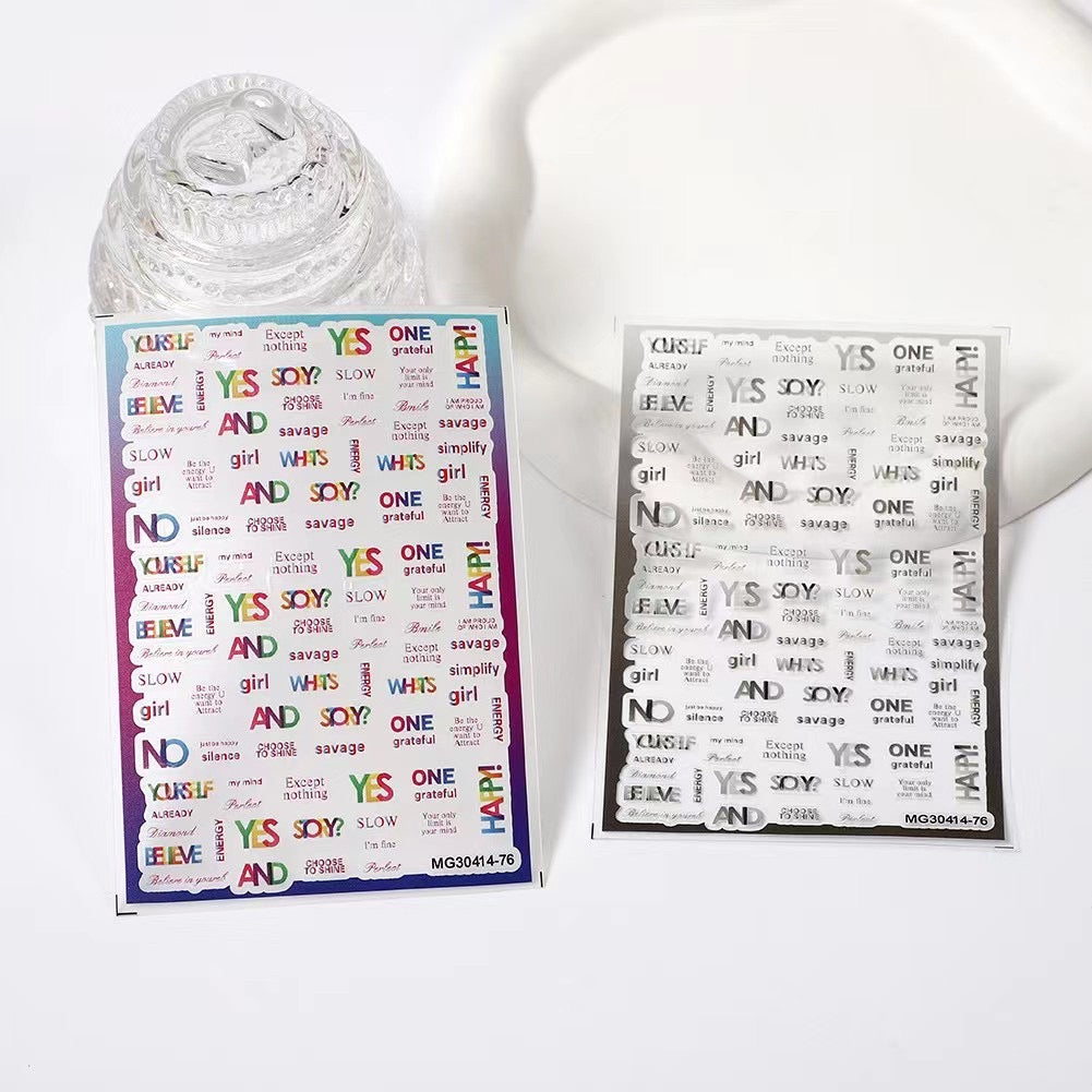 Yes or No/浮き彫りネイルシール/英語文字/アクリル用/DIY用