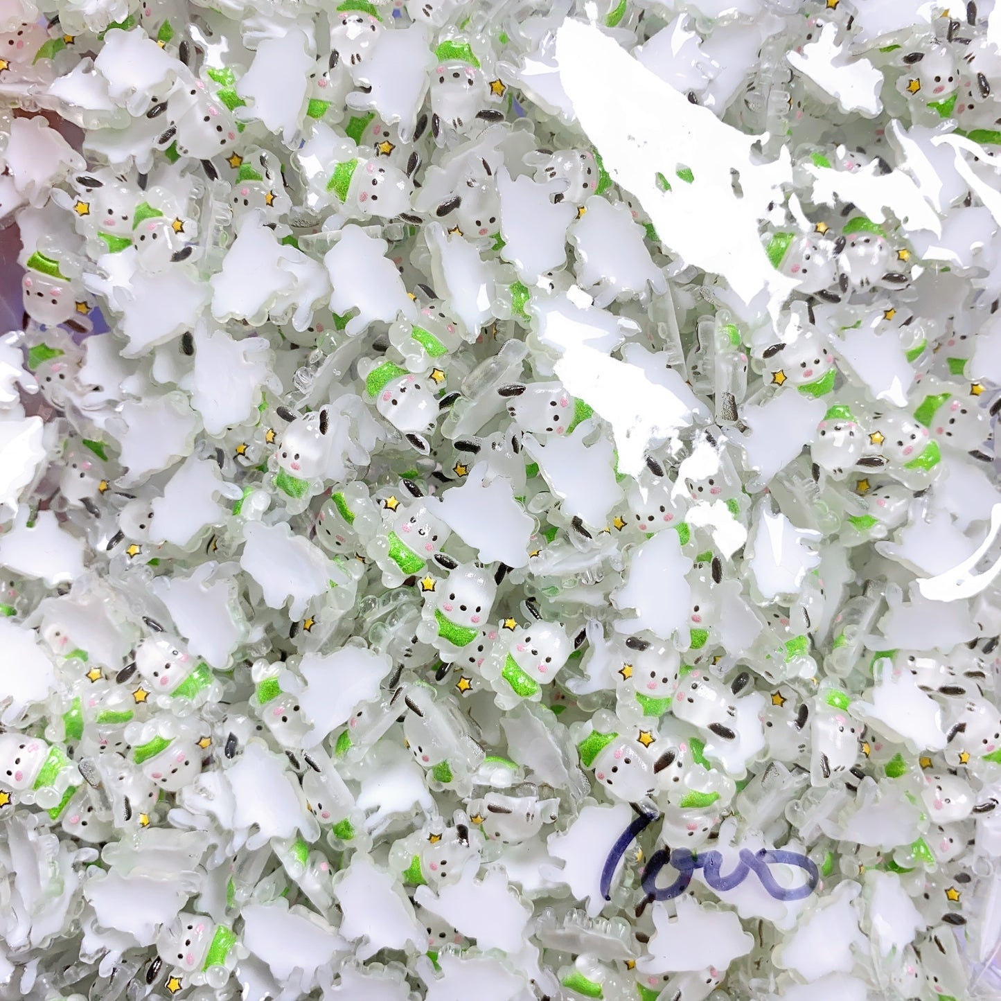 【 NK12】ポチャ~コ犬ちゃん/ネイルパーツ/デコパーツ/レジンパーツ/樹脂/DIY/ホイップデコ/绿色帕恰狗