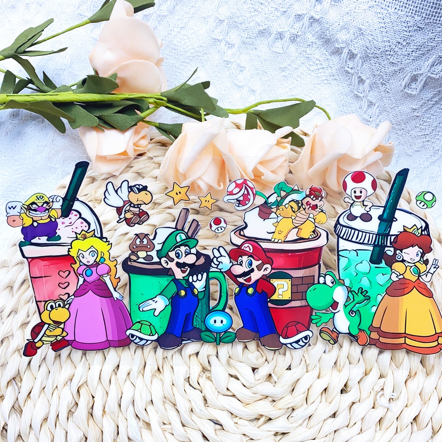 【SK04】マリオ/DIY用シール/クリスタルカップステッカー/コレクション/Cup Sticker/马里奥