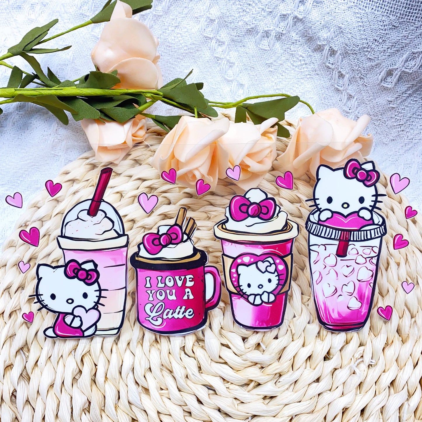 【SK05】Hello猫ラブラブカップちゃん/DIY用シール/クリスタルカップステッカー/コレクション/Cup Sticker/Hello猫爱心杯