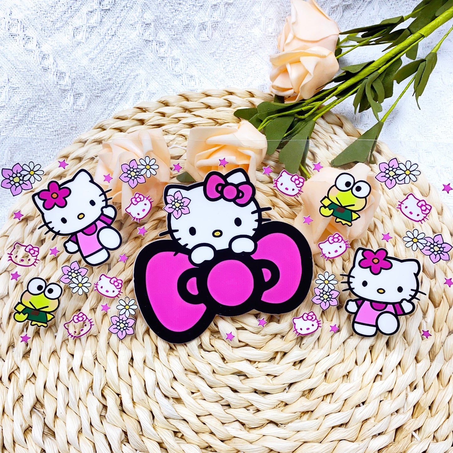 【SK06】Hello猫+カエル蛙/DIY用シール/クリスタルカップステッカー/コレクション/Cup Sticker/Hello猫大眼蛙