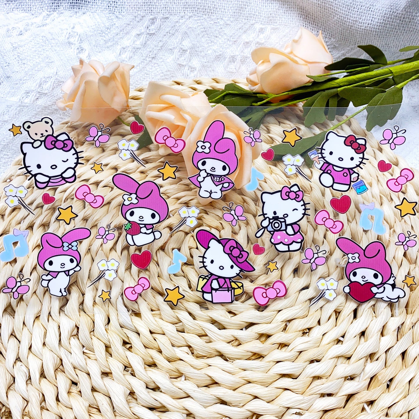 【SK08】Hello猫+メイロン/DIY用シール/クリスタルカップステッカー/コレクション/Cup Sticker/Hello猫美乐&蒂