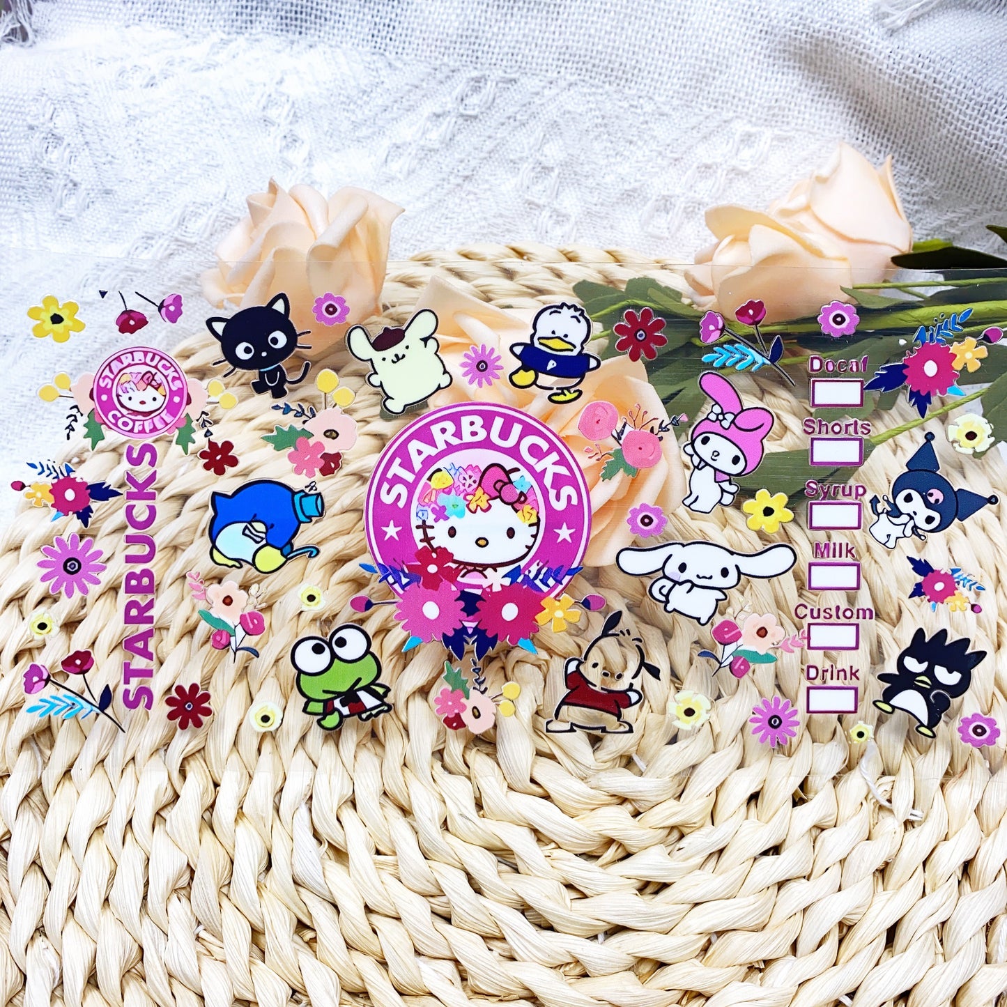 【SK12】サン&リオ大集合/DIY用シール/クリスタルカップステッカー/コレクション/Cup Sticker/三丽鸥大集合