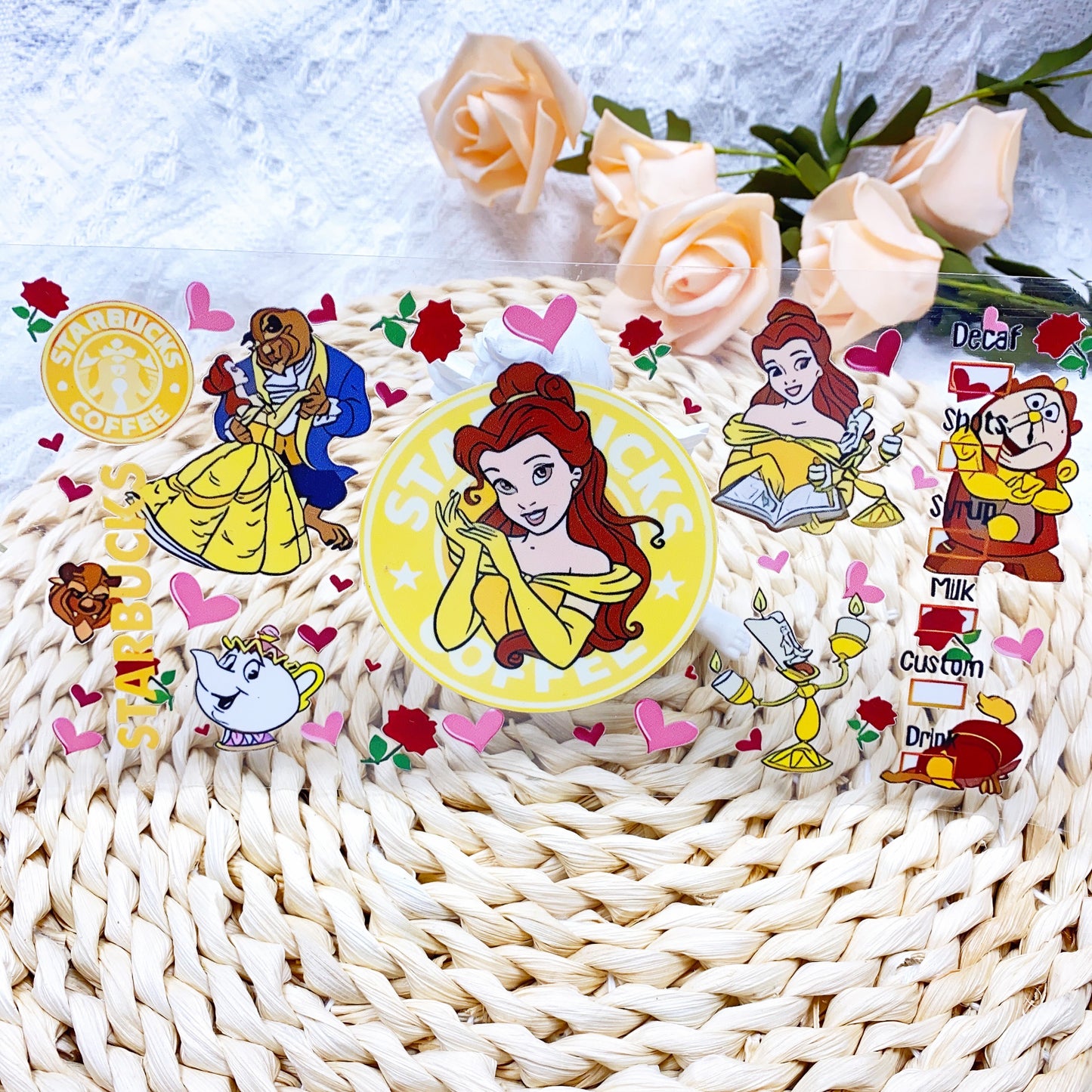 【SK18】姫様と怪獣王子/DIY用シール/クリスタルカップステッカー/コレクション/Cup Sticker/美女与野兽