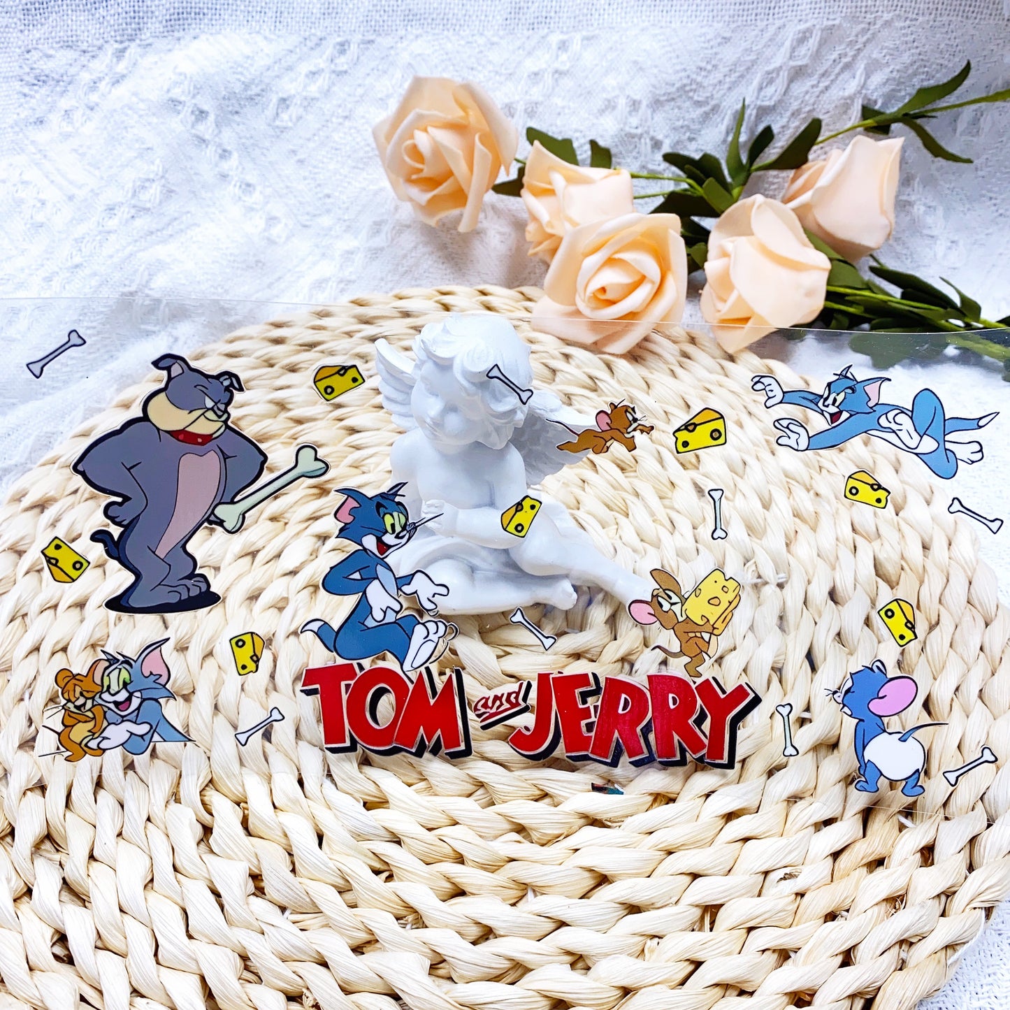 【SK20】猫とネズミ/DIY用シール/クリスタルカップステッカー/コレクション/Cup Sticker/猫和老鼠