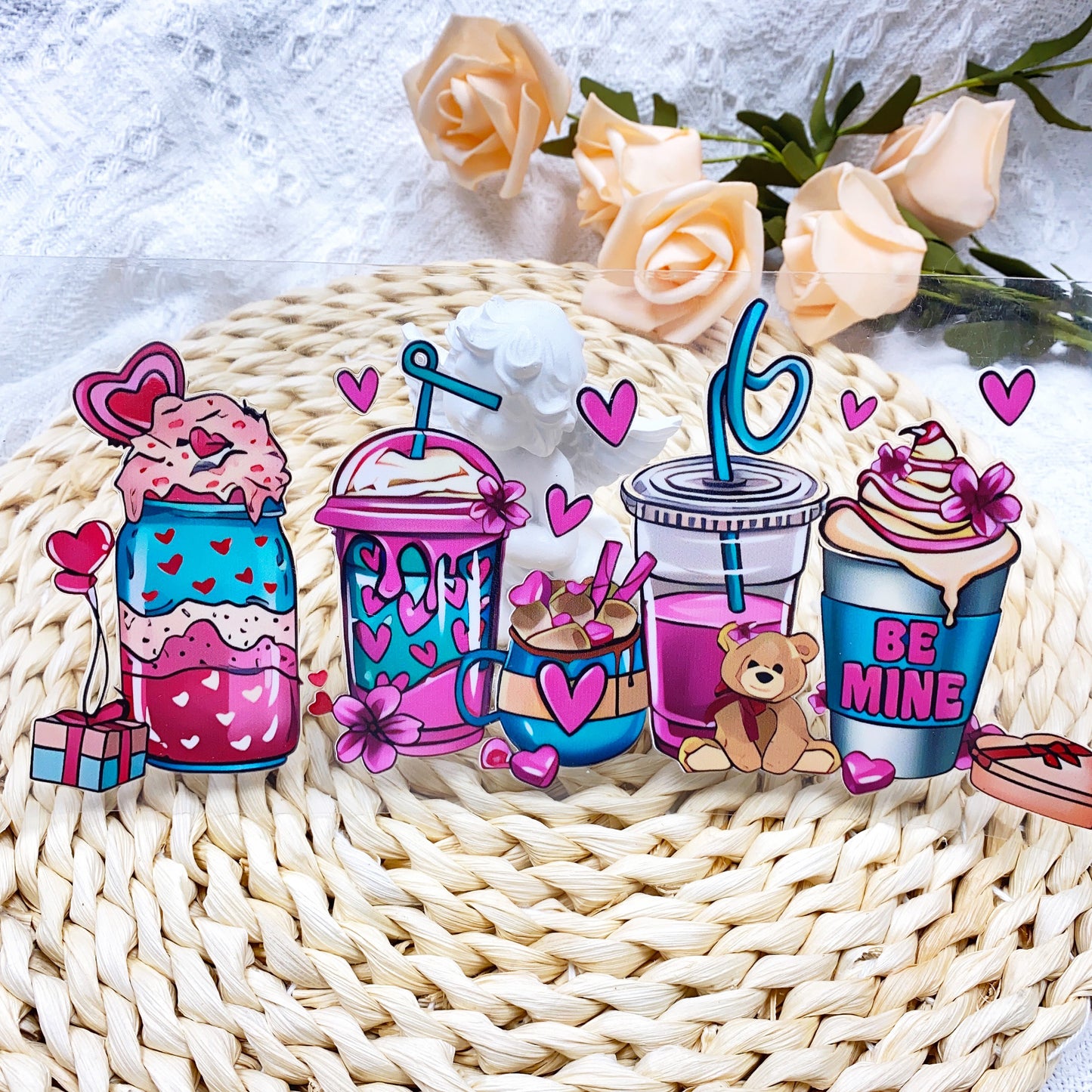 【SK22】可愛いカップちゃん/DIY用シール/クリスタルカップステッカー/コレクション/Cup Sticker/可爱杯子小小熊