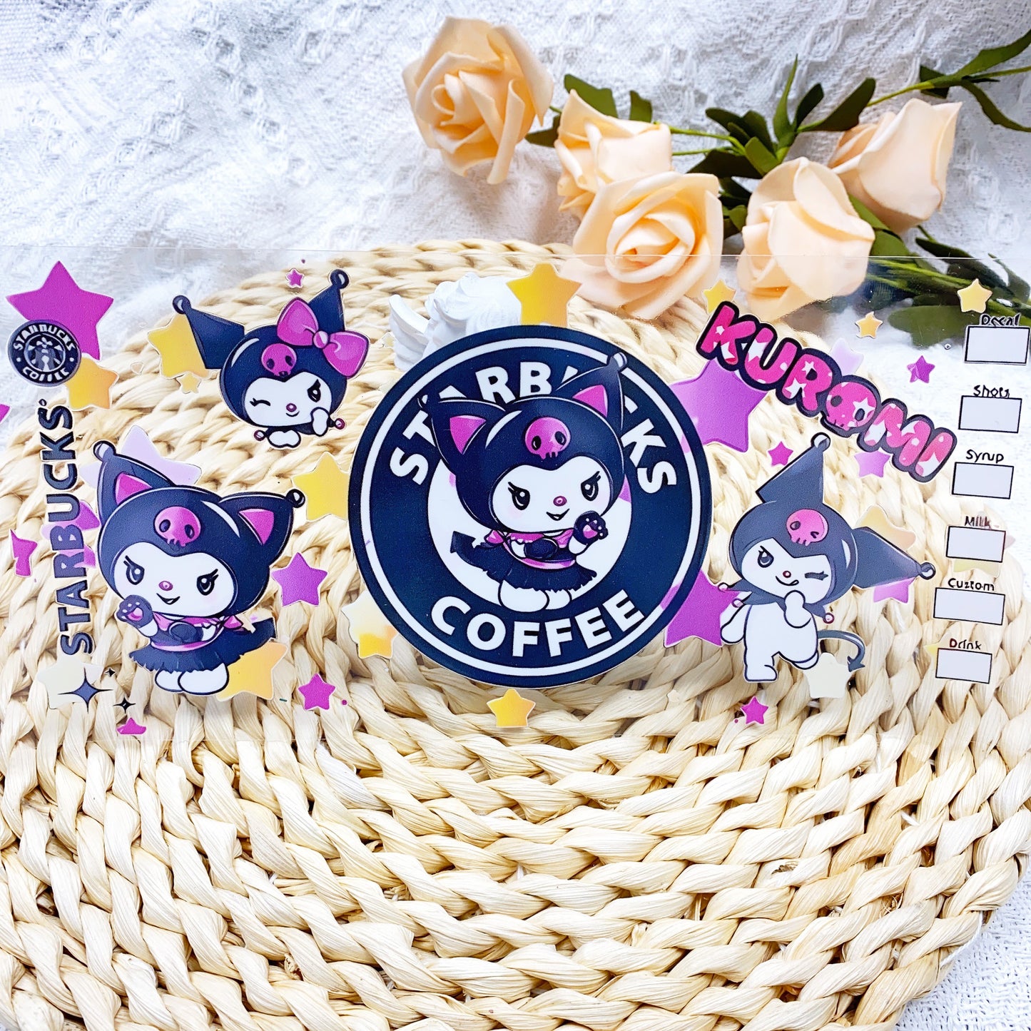 【SK23】 ku~ro~miクロミ/DIY用シール/クリスタルカップステッカー/コレクション/Cup Sticker/ ku~ro~mi库洛&米