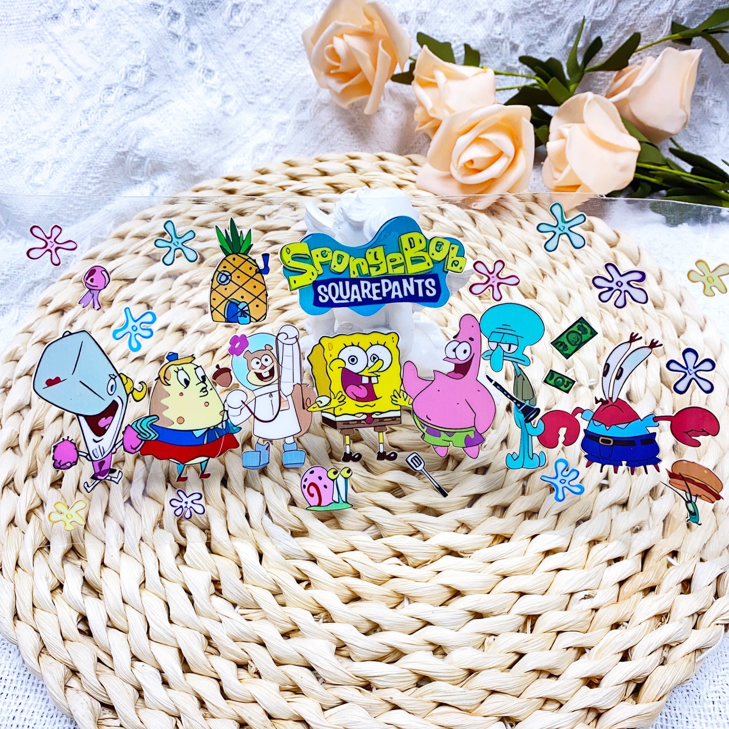 【SK25】スポンジボブ家族/DIY用シール/クリスタルカップステッカー/コレクション/Cup Sticker/ 海绵宝宝家族