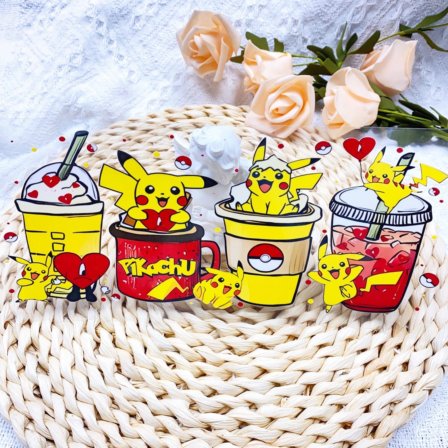 【SK27】ピカチュ/DIY用シール/クリスタルカップステッカー/コレクション/Cup Sticker/皮卡丘