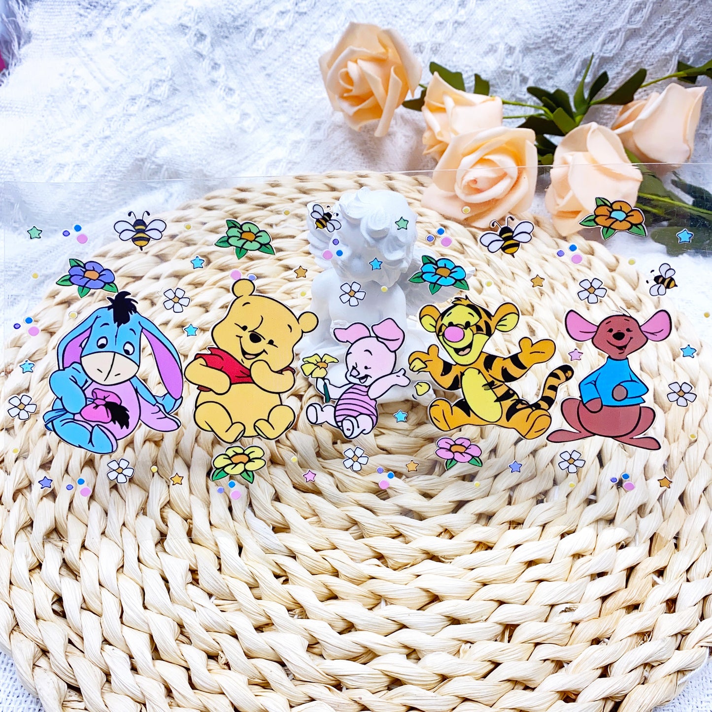 【SK33】プーさん家族/DIY用シール/クリスタルカップステッカー/コレクション/Cup Sticker/维尼熊家族