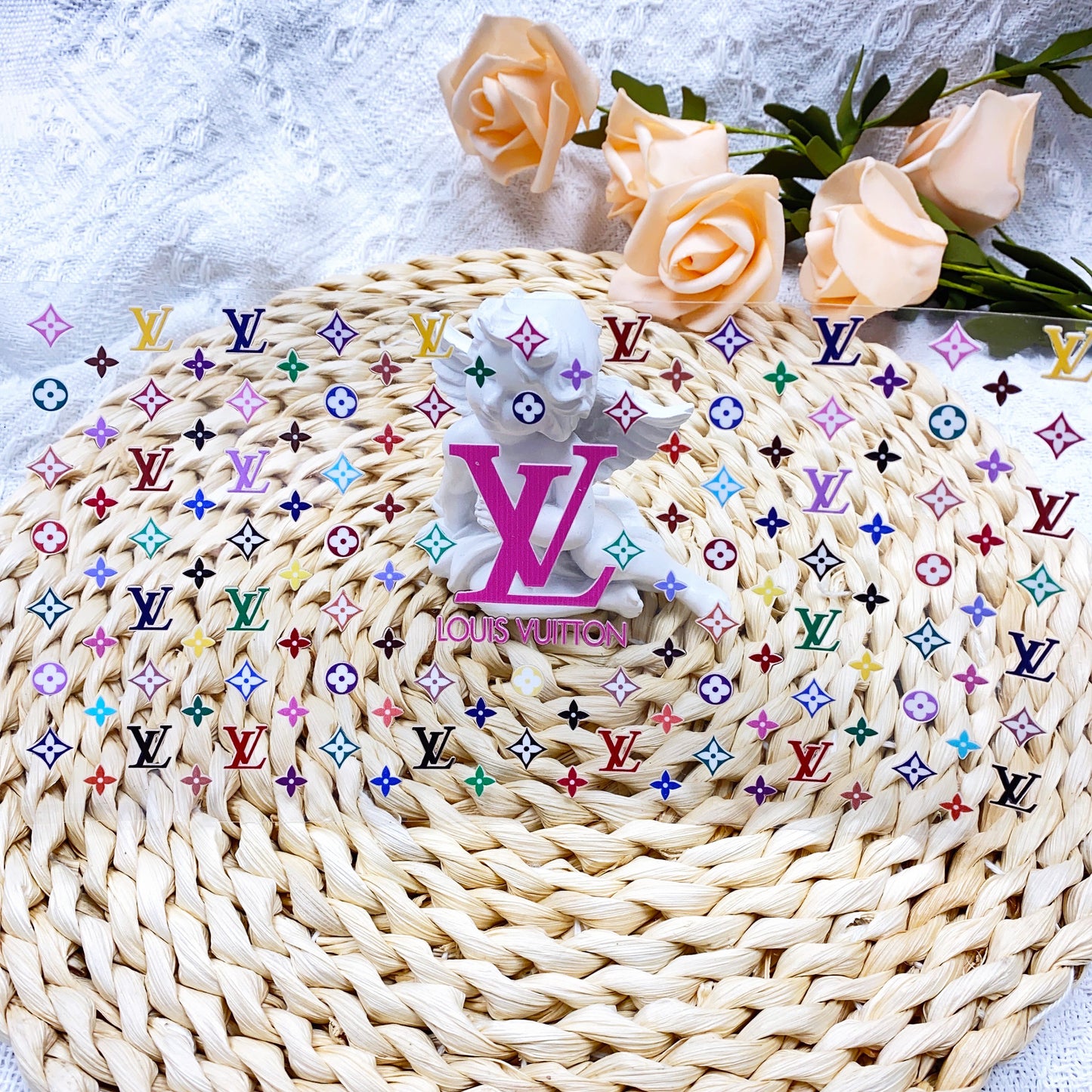 【SK03B】カラフルLL&VV Logo系/DIY用シール/クリスタルカップステッカー/コレクション/Cup Sticker/大牌彩色LL&VV