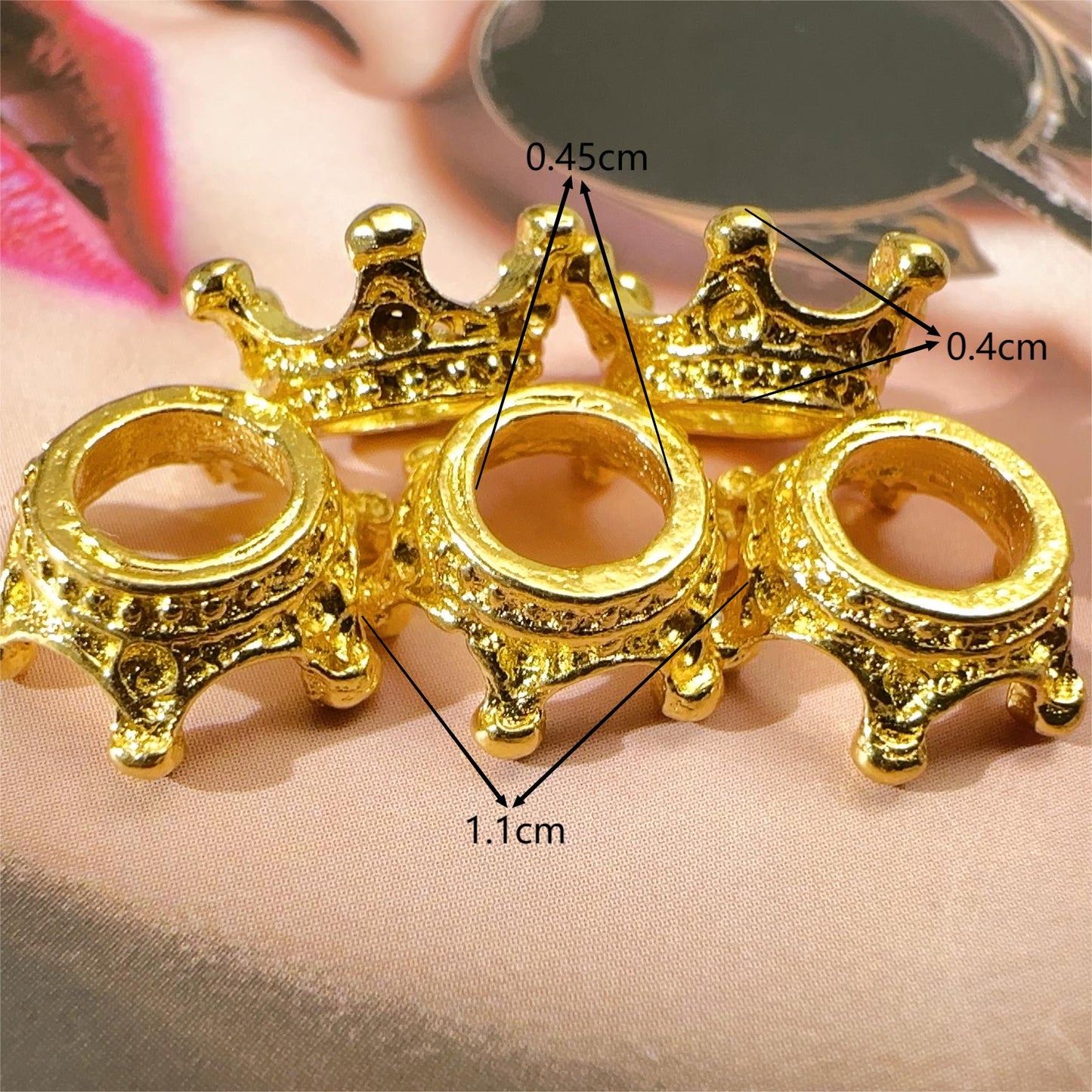 メタル王冠(12mm) ロンデル ビーズ/選べる2色/DIY用 ビーズ用/メタル系/大量注文可 デコパーツ