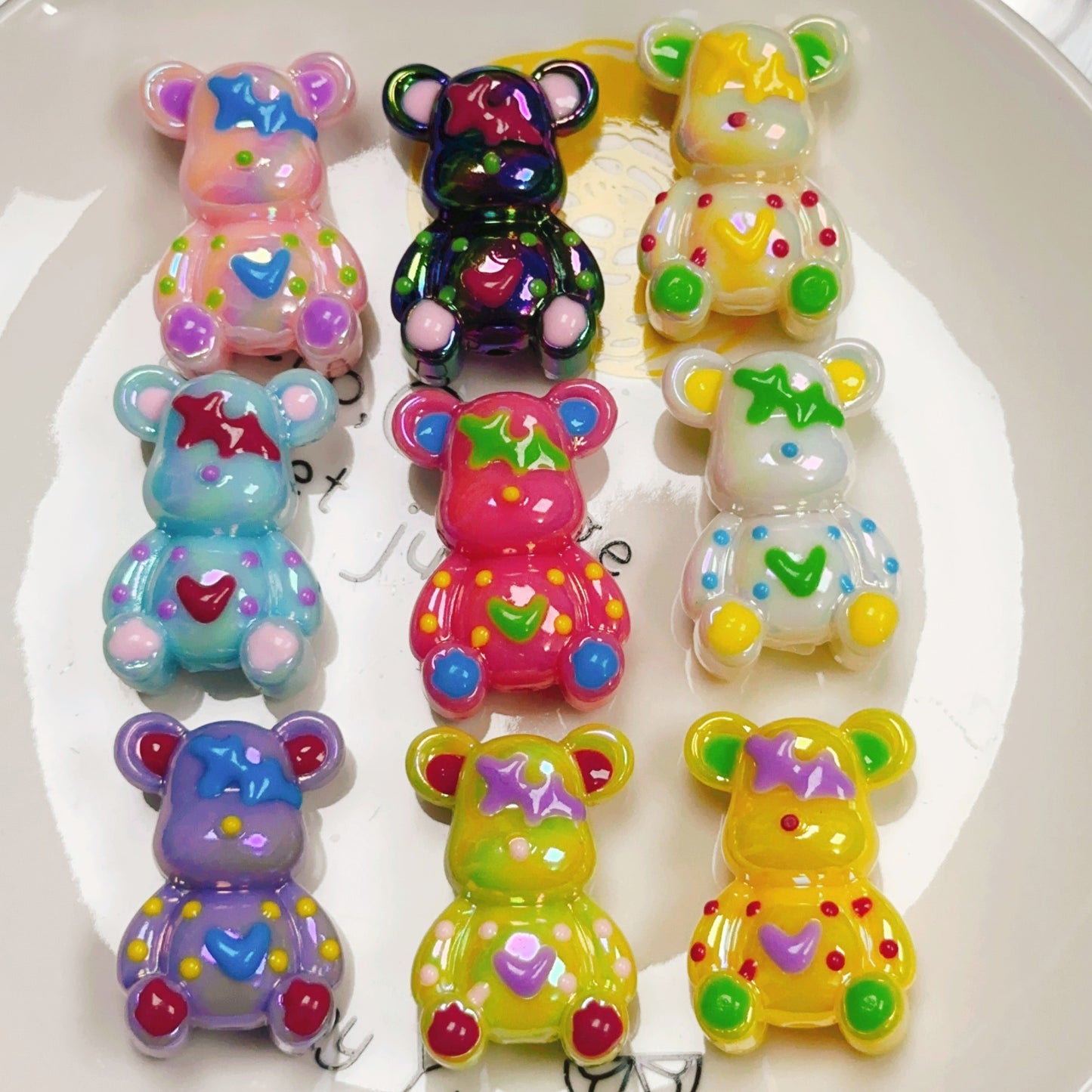 【B121】彩绘亮面熊夜光/DIYボールペン用/手作り/アクセサリーハンドメイド素材