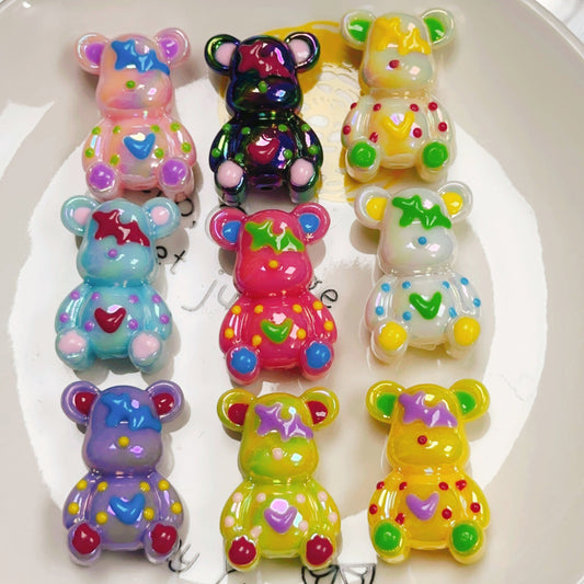 【B121】彩绘亮面熊夜光/DIYボールペン用/手作り/アクセサリーハンドメイド素材