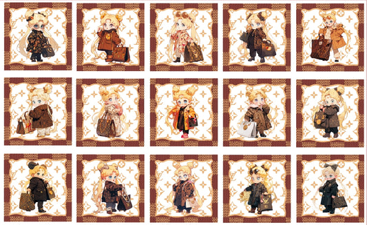 1【A95】L&Vコラボセーラームーン赤ちゃん/ピカピカタイプ/2cm 4cm 8cm/四角スクエア/アクリル素材パーツ/DIY/デコパーツ/镭射路易美少女方片