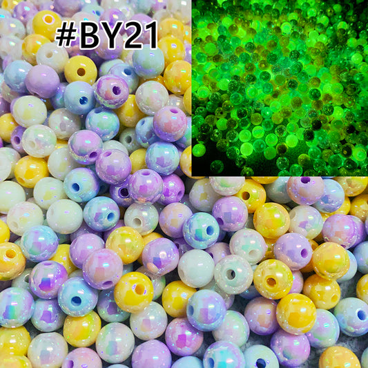 【BY21】夜光8mmビーズ/万能ビーズ/300PCS/500PCS/キラメッキ/卸売り可/手作り/DIY/ハンドメイド素材