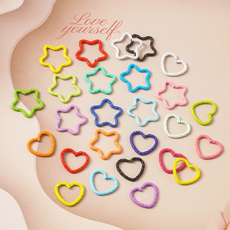 【DS01 DS02 DS03】DIY用素材パーツ/カラフル/丸形/星型/ハート/携帯チェンパーツ/手作り/手芸用品/ハンドメイド