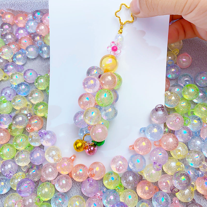 【B49】バブル吊りビーズ/bubble beads/14mm/多色/両穴貫通/ポールペン用/手作り/手芸用品