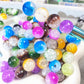 [B80] Gradient Explosion Beads/Round Beads 16mm/Crack Beads/Double Hole/For Ballpoint Pens/Handmade/Craft Supplies/DIY Parts 