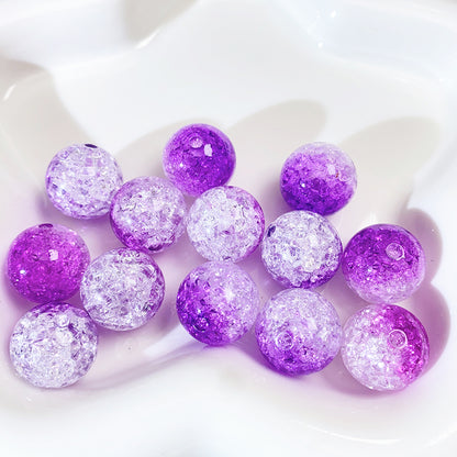 【B80】グラデーション爆裂ビーズ/丸玉16ｍｍ/クラックビーズ/両穴貫通/ポールペン用/手作り/手芸用品/DIYパーツ/渐变爆裂珠