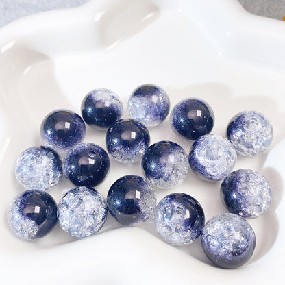 【B80】グラデーション爆裂ビーズ/丸玉16ｍｍ/クラックビーズ/両穴貫通/ポールペン用/手作り/手芸用品/DIYパーツ/渐变爆裂珠