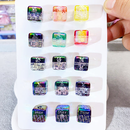 【B65】新作Logoビーズ/半透明感/ Ｌ～G～C～Ｄ～H～など/四角/スクエア/DIYボールペン用/手作り/ハンドメイド素材