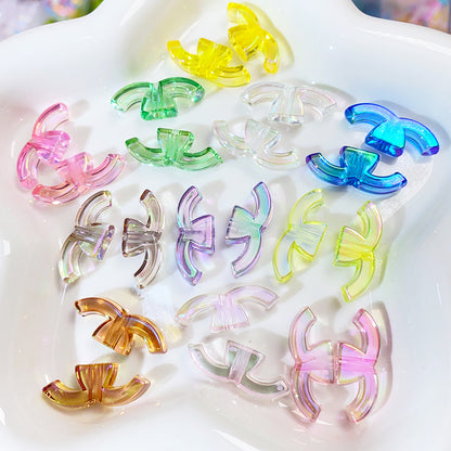 【B68】 透明感なダブルC/Logoビーズ/クリアービーズ/DIYボールペン用/手作り/ハンドメイド素材