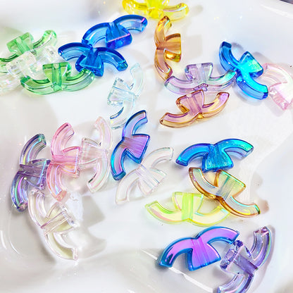 【B68】 透明感なダブルC/Logoビーズ/クリアービーズ/DIYボールペン用/手作り/ハンドメイド素材