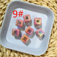 1 [B77] Large G-shaped Multicolor Square Beads / 9 Colors / Leopard Print Square / Square Beads / Vertical Hole / For Ballpoint Pens / Handmade / Craft Supplies 