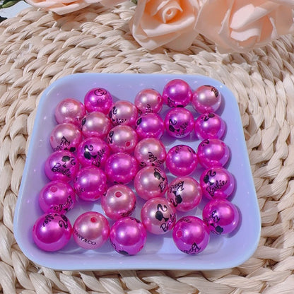 【B75】粉红芭比珠 16mm/diy手机手链挂件配饰/両穴貫通/ポールペン用/手作り/手芸用品
