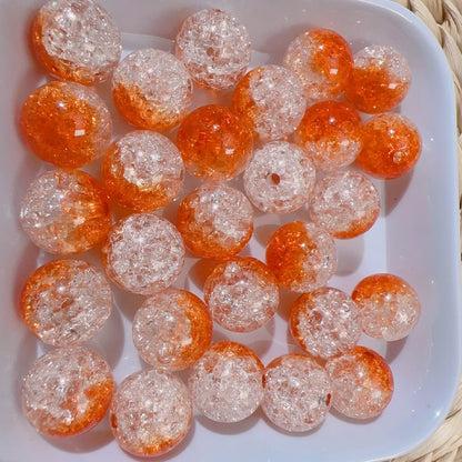 【B80】グラデーション爆裂ビーズ/丸玉16ｍｍ/クラックビーズ/両穴貫通/ポールペン用/手作り/手芸用品/DIYパーツ/渐变爆裂珠