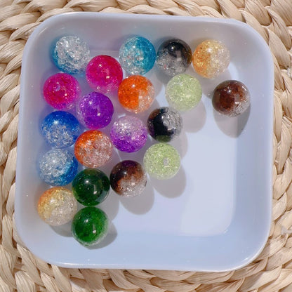 【B80】グラデーション爆裂ビーズ/丸玉16ｍｍ/クラックビーズ/両穴貫通/ポールペン用/手作り/手芸用品/DIYパーツ/渐变爆裂珠